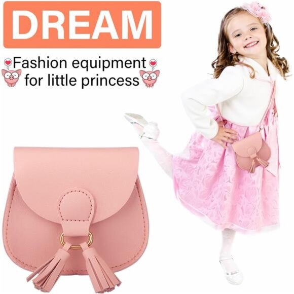 Little Girls Purse: Crossbody Bag with Tassel (Pink): Little Girls' Purse - Picture 6 of 8